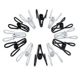 20 Pcs 2 Inch Black and White Chip Clips, PVC Coating High Elasticity Strength Steel Clothes Pins, Food Clips and Bag Clips