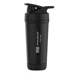 MuscleBlaze Steel Pro Shaker 700 ml with Steel Whisk, Leakproof Gym Shaker Bottle for Supplements, Midnight Black