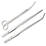 FEITA Aquarium Tweezer Set Long Stainless Steel Curved & Straight Aquarium Feeding Tweezers Scissors Maintenance Tools Kit (3 Pcs)