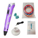 VCR Purple 3D Pen with USB Power - Pack of 3 x 3 Meters in Length Filament Forward Button to start 3D Pen - Adjustable Temperature for 1.75mm PLA - Perfect Pen for DIY Craft with LCD Display