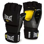Everlast Large/X-Large Black Pro Style Grappling Gloves - Premium Synthetic Leather, Superior Wrist Support, Moisture-Absorbing Lining, Refined Glove Shape, Great for MMA, Grappling, Mitt Work