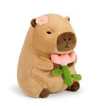 Ditucu Cute Capybara Plush Pillow Kawaii Flower Stuffed Animals Capibara Plushies Toys Gifts for Kids 13.7 inch