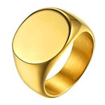 GOLDCHIC JEWELRY Big Statement Signet Rings for Men Size Z½, Stainless Steel Punk Band Rings for Rockstar Gold