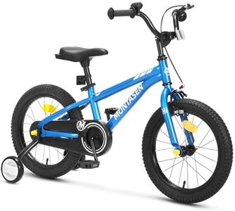 Montasen Kids Bike for 4-8 Years Old, 12 14 16 18 inch Boys Girls Toddler Bike with Training Wheels Children Bicycle with Dual Hand & Coaster Brake, Adjustable Seat & Handlebars (Blue, 16 Inch)