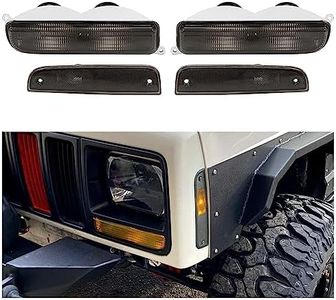 ECOTRIC Front Corner + Bumper Signal Lights Compatible with 1997-2001 Jeep Cherokee XJ Smoke Lens 4Pcs