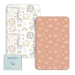 Yoofoss Next to Me Crib Sheets Ultra Soft Crib Sheets Fitted 51 x 85 cm 2 Pack Toddler Bed Sheets Brown Giraffes