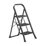 SONGMICS Scissor Ladder, Ladder with 3 Steps, Folding Step, Safety Lock, Easy to Store, Load up to 150 kg, Black GSL003BZ01