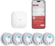 X-Sense Smart Smoke Detector Carbon Monoxide Detector Combo, Battery-Operated (Not AC Hardwired) Interconnected Combination Smoke Carbon Monoxide Detector, 5 Detectors with 1 Base Station, SC07-MR51