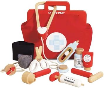 Le Toy Van - Kids Wooden Educational Pretend Play Honeybake Doctor's Medical Play Set Kit | Kids Pretend Play Role Play for Boys and Girls | 3 Year Old +, 8.66" x 5.70" x 5.90" (TV292)