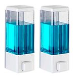 BATH GURU Abs Wall Mounted Shampoo Sanitizer Lotion Hand Dish Wash Gel Liquid Soap Dispenser for Bathroom Kitchen Pack of 2 (350 Ml, Clear White, Plastic)