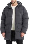 Rejork Men's Puffy Winter Coats Long Warm Bubble Thicken Jackets Water-resistant Cold Weather Hooded Grey S, Grey, Small