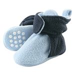 Luvable Friends Unisex Baby Cozy Fleece Booties, Light Blue Navy, 3 Toddler