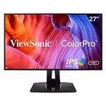 ViewSonic VP2768a 27-inch 2K QHD Professional Monitor with 100% sRGB, Pantone Validated, Colour Blindness Mode, USB Type-C, HDMI, DisplayPort, Ethernet, for Graphic Design, Photography & Video Editing