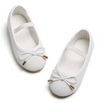 Kiderence Little Toddler Girls Dress Shoes Ballerina Ballet Flats Kids White Mary Janes Size 11