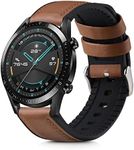 kwmobile Strap Compatible with Huawei Huawei Watch GT / GT2 / GT3 (46mm) Strap - Silicone and Leather Sport Wristband - Brown/Black