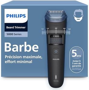 Philips Tondeuse à barbe série 5000 - Lames en métal auto-affûtées, 40 hauteurs de coupe réglables, Technologie BeardSense, Système collecte des poils, 100% étanche, Pochette, Modèle BT5765/15