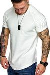 COOFANDY Men's Workout T-Shirt Gym Tee Short Sleeve Bodybuilding Shirt Fashion T Shirts White L