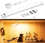 WOBANE Under Cabinet Lighting,Hand Wave Sensing,Plug in LED Light Bar,30cm Super Bright Cabinet Lights Kit for Kitchen,Counter,Shelf,Desk,Workbench,2700K Warm White,1 Panel,5W,12V Adapter,280lumen