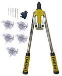 Inditrust 17inch 425mm Hand Riveter Gun, Riveting Tool Fast Hitting Rivet Gun with 5 type Pop Rivets and GLOVES (with 100 Rivets)