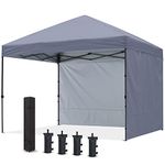 COOSHADE Pop Up Canopy Tent 10x10Ft Outdoor Festival Tailgate Event Vendor Craft Show Canopy with 2 Removable Sunwalls Instant Sun Protection Shelter with Wheeled Carry Bag(Grey)