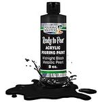 Pouring Masters Midnight Black Metallic Pearl Acrylic Ready to Pour Pouring Paint – Premium 8-Ounce Pre-Mixed Water-Based - For Canvas, Wood, Paper, Crafts, Tile, Rocks and more