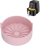 Air Fryer Silicone Pot, 16cm ‑20℃‑220℃ Round Reusable Electric Fryer Basket Tray Food Safe Silicone Baking Accessory for Air Fryer, Microwave Oven, Steamer(Pink)