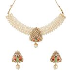 Jewel Loom South Indian Traditional Long Artificial Imitation Jewellery | Gold Plated Pearl Stone Meenakari Rajwadi Rajasthani Kundan Beaded Necklace set Earrings |Long Rani Haar With Earrings (Picock Choker)