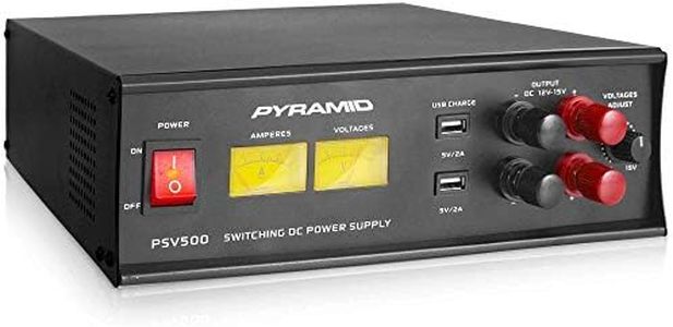 Pyramid PSV500 Universal Compact 50 Amp Adjustable 12 to 15 Volts Output Home Bench Power Converter Supply, with 2 USB Ports and Overload Protection