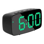 ATORSE® Digital Led Alarm Clock Bedroom Mirror Surface Snooze Bedside Green Light