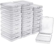 BELLE VOUS Small Clear Plastic Storage Box Containers with Hinged Lid (24 Pack) - L11.5 x W9.2 x H2.8cm / 4.53 x 3.62 x 1.1 Inches - Mini boxes for Pills, Beads, Jewellery & Craft Items
