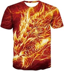KYKU Dragon Tshirt for Men 3XL Funny Animal T Shirt Fire Clothes Dragons T-Shirt