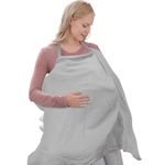 DOINEUFL Breastfeeding Cover for Nursing Breathable Cotton Nursing Cover Adjustable Strap Breastfeeding Coverall，Breast Feeding Cover for Mum (Light Grey)