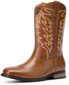 Bruno Marc Cowboy Boots for Men, Slip on Western Boots with Chic Embroidered Durable Short Retro Country Square Toe Boot,Size 12,Brown,BMUMKB2502