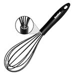 Anaeat 26cm Silicone Balloon Whisk, Perfect for Non-Stick Cookware, Milk and Egg Beater Blender, Heat Resistant Kitchen Whisks for Whisking, Cooking, Baking, Beating, Frothing & Stirring (Black)