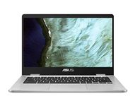 Asus Chromebook C523 15.6" HD NanoEdge Display with 180 Degree Hinge Intel Dual Core Celeron Processor, 4GB RAM, 64GB eMMC, Silver Color
