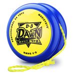 Plastic Yoyo for Kids D3 Dawn, Professional Responsive Yoyo for Beginner, 2A Looping Yoyo to Play Basic Looping Yoyo+ Extra 6 Yoyo Strings + Pouch + Yoyo Glove + 2 Spacers ( Blue Yellow)