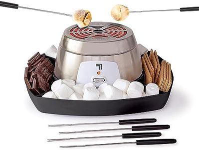 SHARPER IMAGE Electric S'mores Maker [Amazon Exclusive] 8-Piece Kit, 6 Skewers & Serving Tray, Small Kitchen Appliance, Flameless Tabletop Marshmallow Roaster, Date Night Fun Kids Family Activity