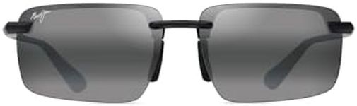 Maui Jim Laulima Rectangle Sunglasses, Matte Black/Neutral Grey Polarized, Extra Large