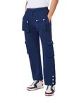 Maniac Mens Solid Navy 8 Pockets Baggy fit Cargo Pant