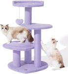 VETRESKA 40 inches Cat Tree for Indoor Cats, Multi Level Cat Tower with Cat Scratching Post, Cute Cat Climbing Tree with Dangling Toy for Cats, Purple