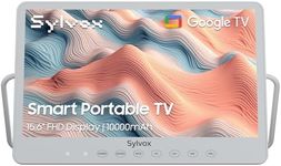 SYLVOX Smart Portable TV, 15.6'' Rechargeable Television 12V 10000mAh Battery Operated TV, IP66 Waterproof, Wireless, Google Assistant, Small Television for Bedroom Bathroom Kitchen Camping