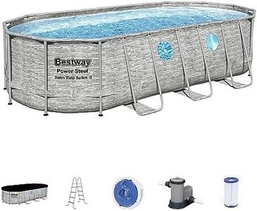 Bestway Power Steel Swim Vista Series II 18' x 9' x 48" Above Ground Outdoor Swimming Pool Set with 1500 GPH Filter Pump, Ladder, and Pool Cover