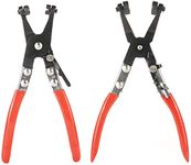 AASONS Band Hose Clamp Plier, Flexible Ring Type Hose Clamp Pliers Installation and Removal Tool Swivel Jaw Locking Combo of 2 Pcs (Flat Hose Clamp Plier & 45° Angled Flat)