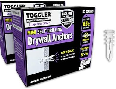 TOGGLER SnapSkru SPM Mini Self-Drilling Drywall Anchor, Glass-Filled Nylon, Made in US, for #6 to #8 Fastener Sizes (Pack of 200)