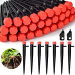 100 Pcs Drip Emitter, Irrigation Drippers for 1/4" Drip Irrigation Tubing, 360 Degree Adjustable Water Flow Drip Irrigation Emitter, Drippers Irrigation for Garden, Plant, Flower