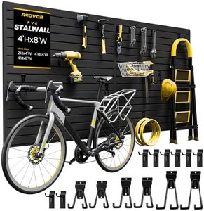 AQOVOR SlatWall Paneling 4x8 FT, PVC Slat Wall Panels with 16 Hooks Heavy-Duty Garage Organization System, Slatwall Pegboard Suitable for Home、Garage、Shop Wall Display & Organization (Black)