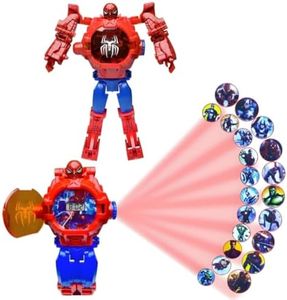 SIJING Transformable Superhero Projector Watch, 3D Kid Smart Robot Digital Wrist Watch Toy with 21 Images for Boy Girl Birthday Halloween Christmas