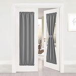 NICETOWN French Door Curtain Panel - Energy Efficient Patio Door Shades Rod Pocket Room Darkening Glass Door Blind (25W by 72L inches, Silver Grey, Single Panel)