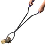 40 inch Log Claw Tongs firewood Grabber Blue Handle,Wrought Iron Large Fire Pit Tool Outdoor/Indoor Bonfire Campfire Backyard Deck Camping Heavy Duty Metal Log Grabber Rustproof Safely Moves Firewood