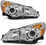 ROADEAL Headlight Assembly for 2010 2011 2012 2013 2014 Subaru Legacy/Outback Chrome Housing Clear Reflector Driver and Passenger Side Headlamp